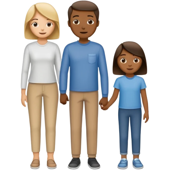 Mono line pencil-drawn stick figure mom, dad, son, and daughter created in child’s refrigerator artwork style  emoji