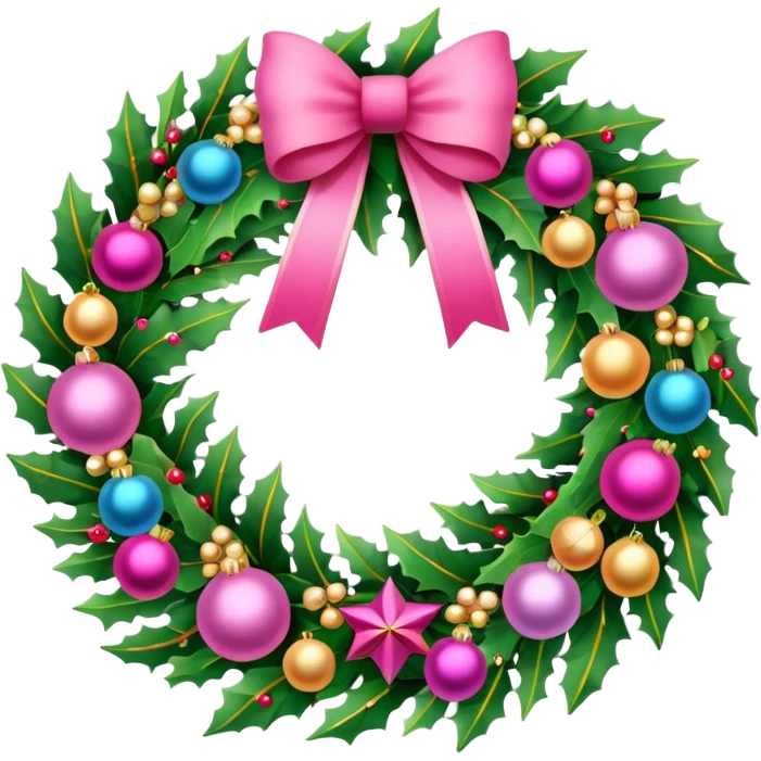 pink christmas wreath emoji