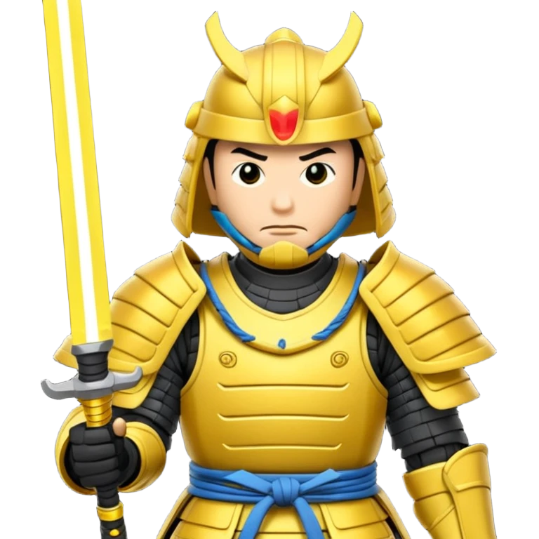 samurai with laser sword, yellow emoji