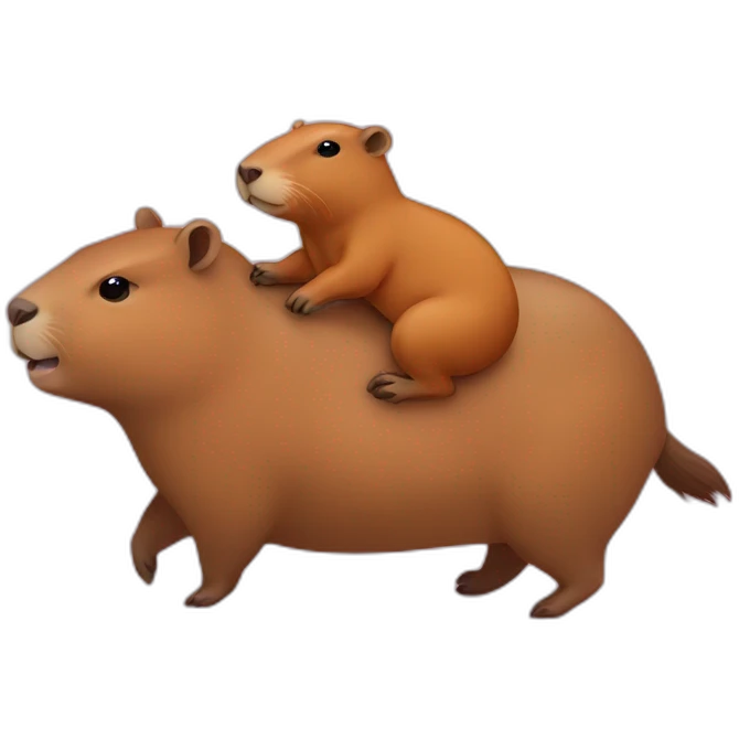 little capybara riding on capybara emoji