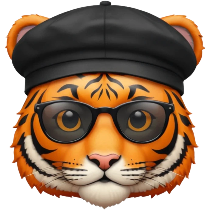 tiger in sunglasses with berets emoji