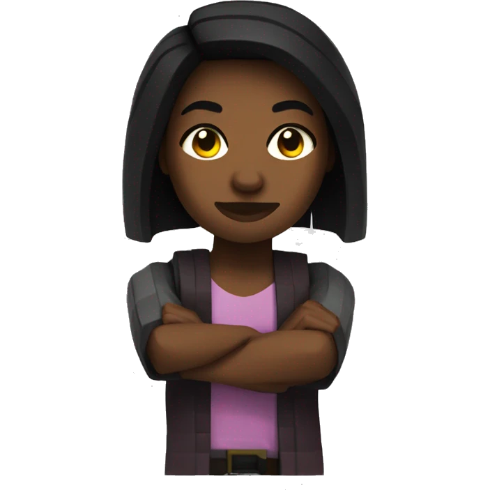 black woman in a minecraft sty emoji