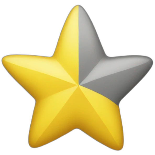 five-pointed star left half yellow and right half gray emoji