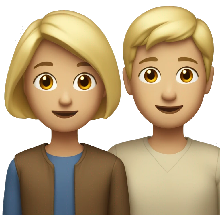 A blonde mother with a bob in a boy of 10 years old her son with brown short hair  emoji