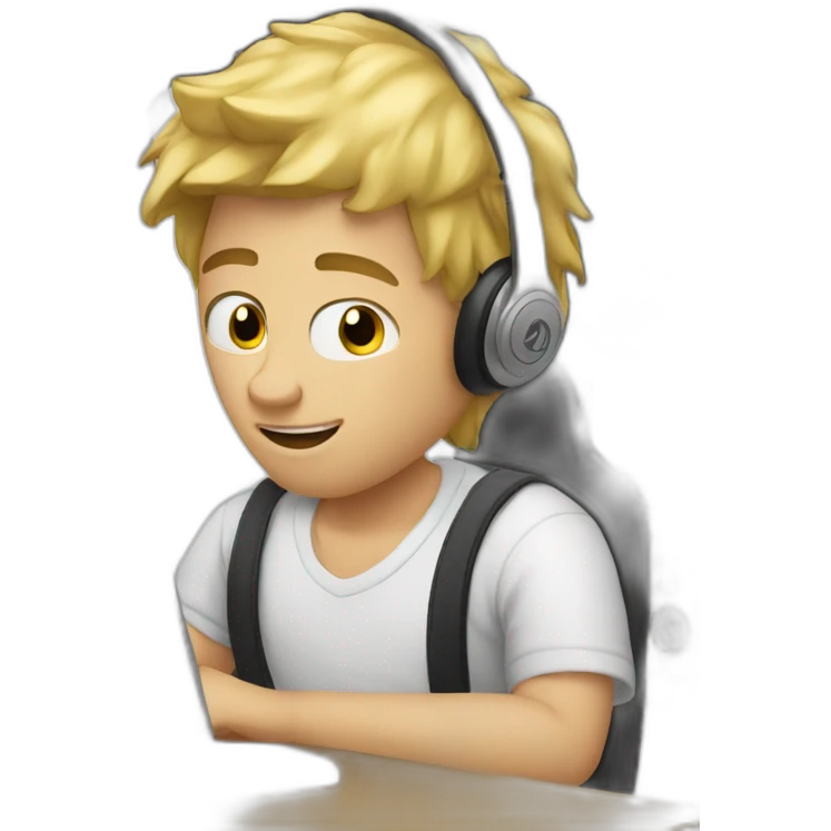 blond guy working hard in the music studio emoji