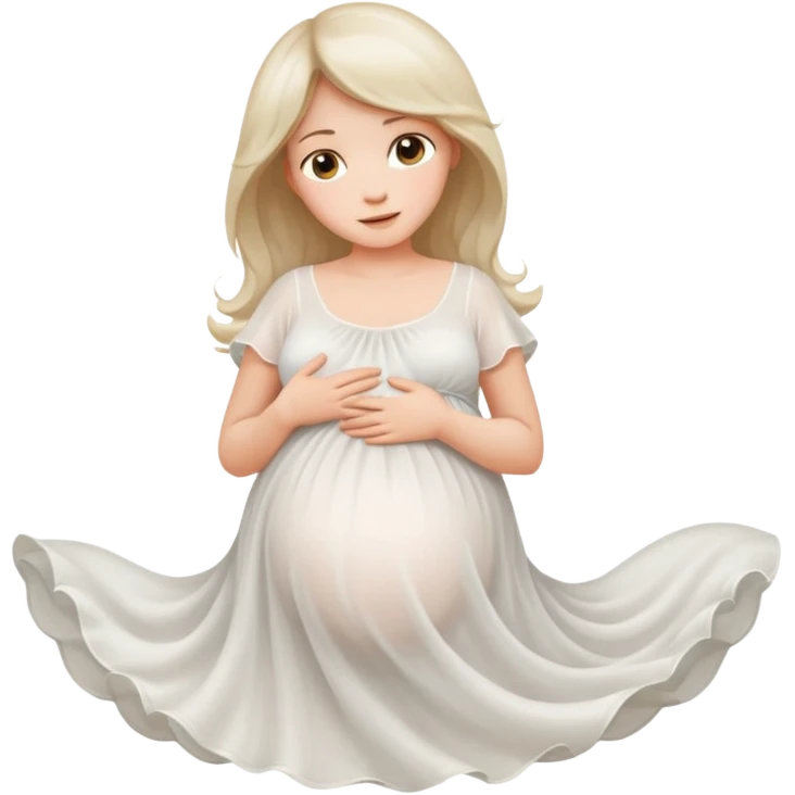 Беременная девушка в белом платье emoji