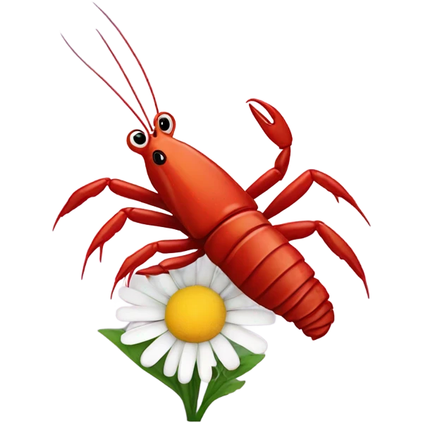 Crawfish holding a daisy emoji