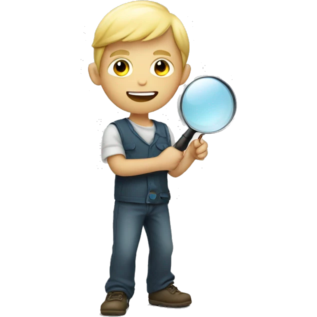 blonde boy holding magnify glass right facing emoji