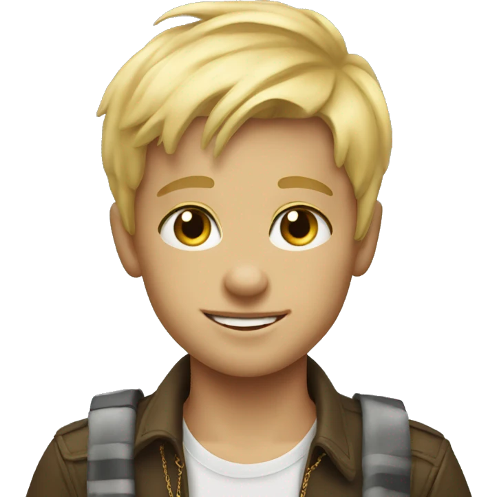 blonde boy with necklace outdoors emoji