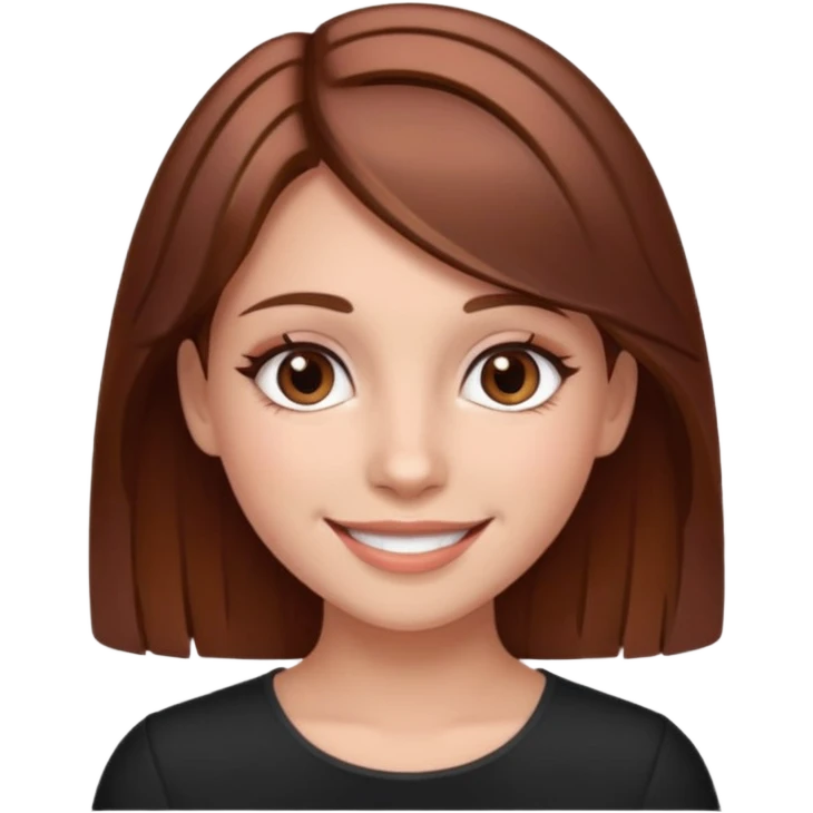 girl with fair skin, brown hair with a few rose gold highlights, and brown eyes, smiling emoji