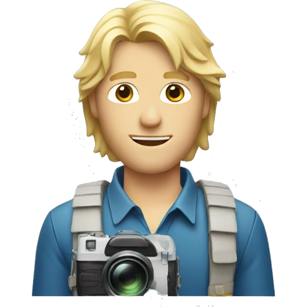 blonde guy with mullet holding a camera emoji