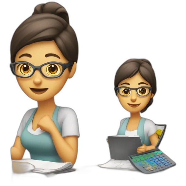 fisrt woman with calculators and second woman filling paperworks emoji