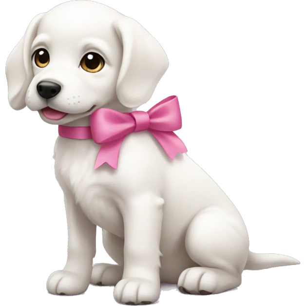white puppy with a pink bow emoji