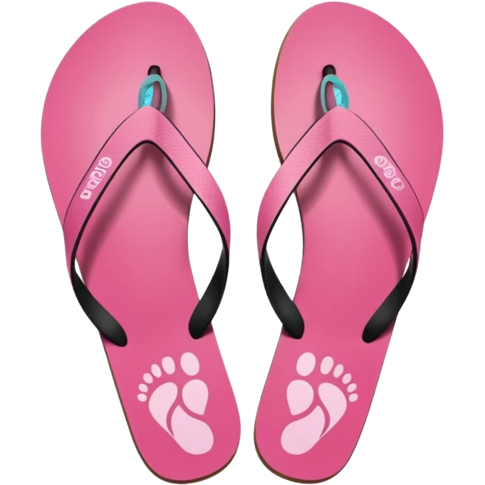 female pink wornout flip flips with footprint on insoles frontview emoji