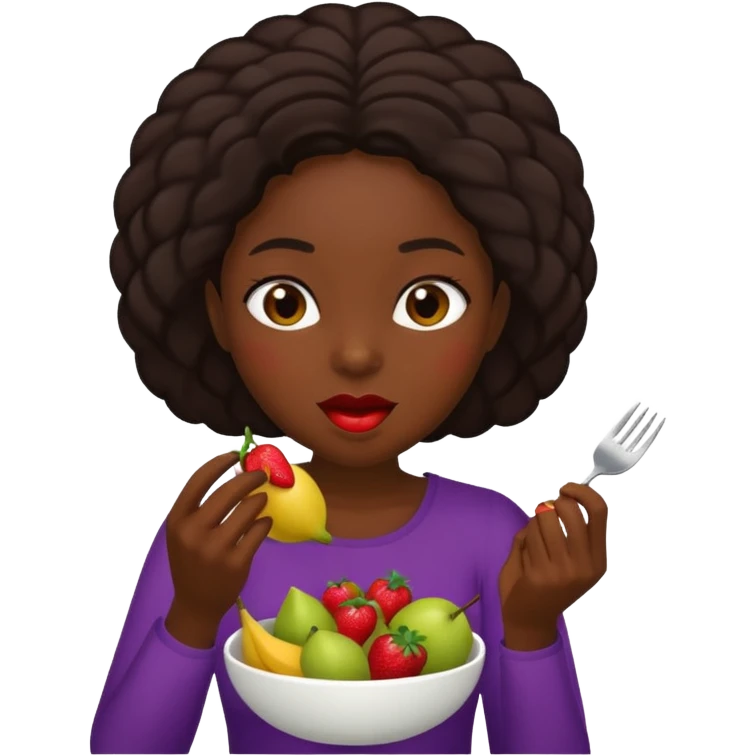 dark skin woman eating fruit emoji
