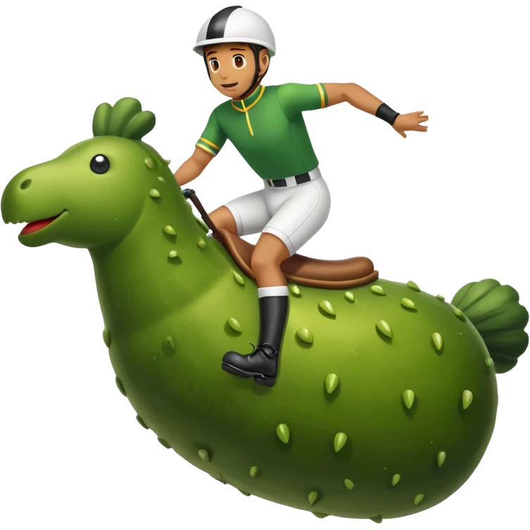 man riding pickle in jockey uniform (in action) emoji