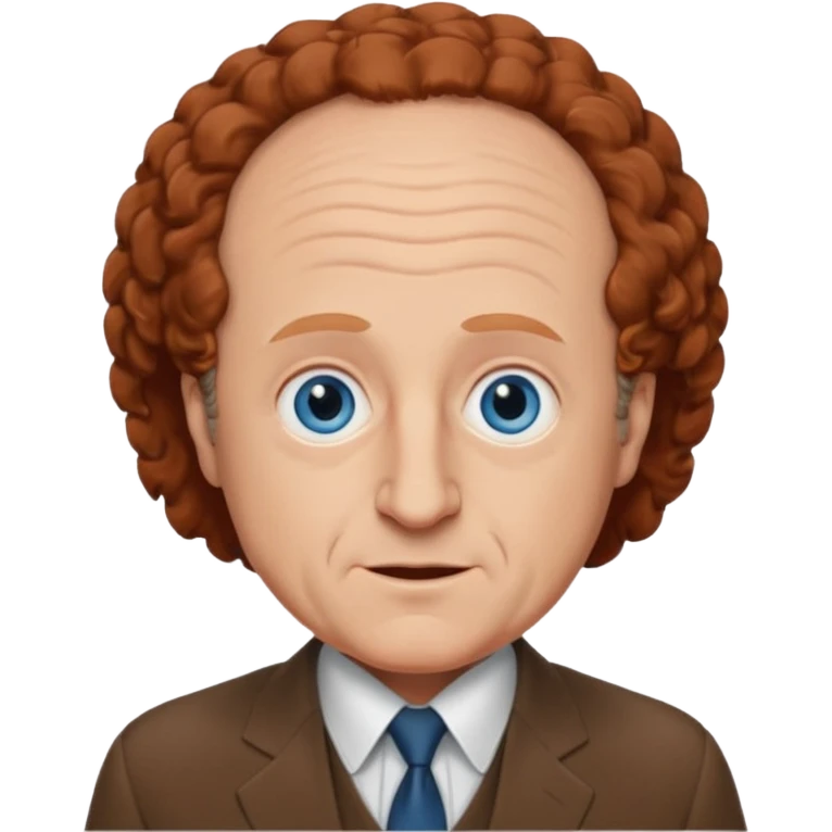 Larry Fine from the Three Stooges with blue eyes, reddish brown hair, brown suit emoji