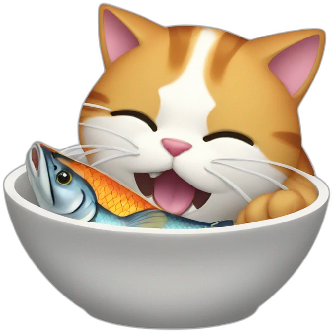 cat eating a fish emoji