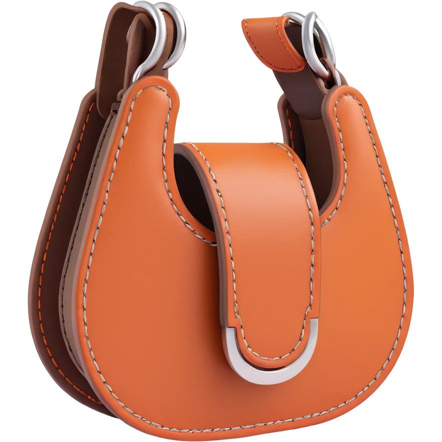 horseshoe, 3D, brown camel leather, orange stitching, elegant, no text emoji