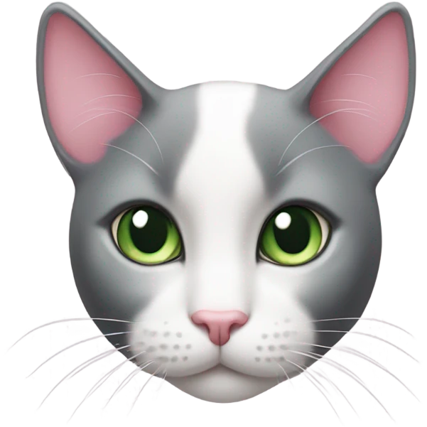 Tuxedo cat with green eyes and pink nose and black spot on chest emoji