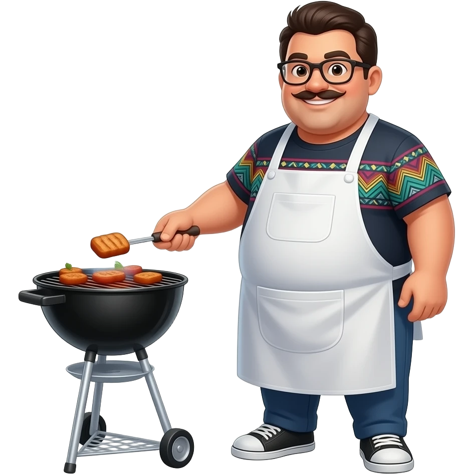 Fat mexican man grilling emoji