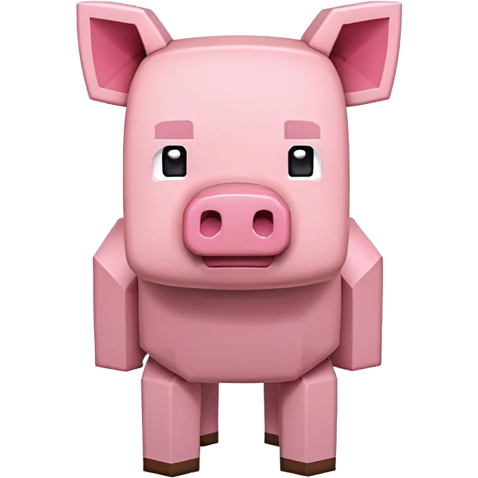 Minecraft pig, full body, pink blocky animal with square head emoji