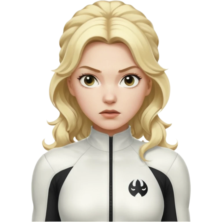 yelena belova in white widow suit with wavy blonde hair in high ponytail emoji