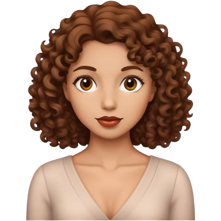 Classy, feminine woman with normal skin color and brown curly hair emoji