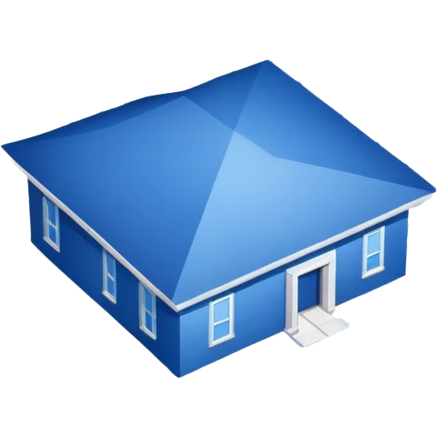 blue blueprint with white architectural lines, a dotted line leading to an X emoji