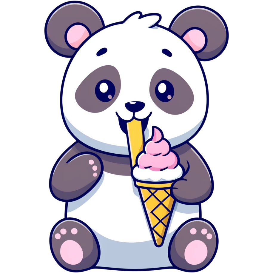 Panda eating ice cream emoji