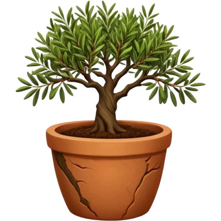 Terracota Italian pot with an olive tree emoji