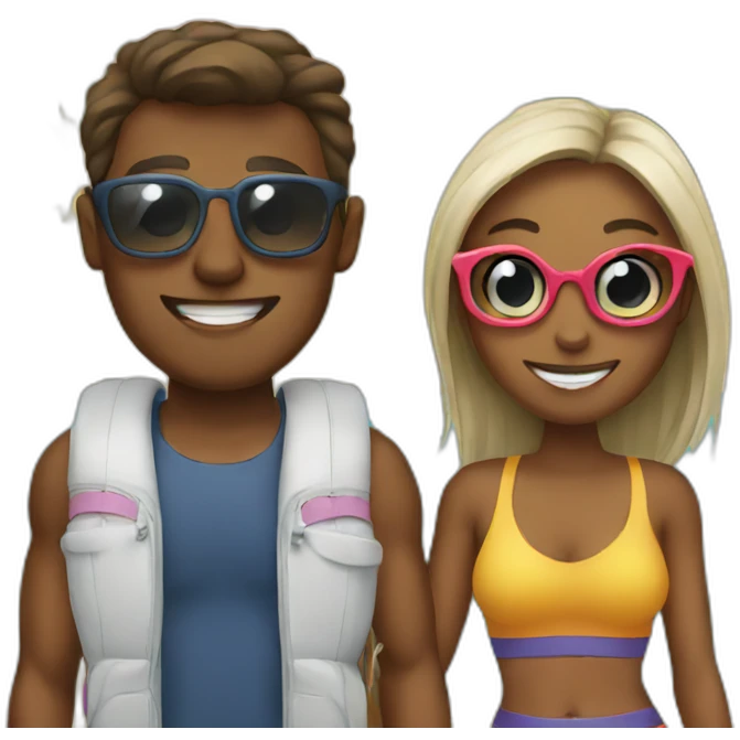 couple traveling to the beach emoji