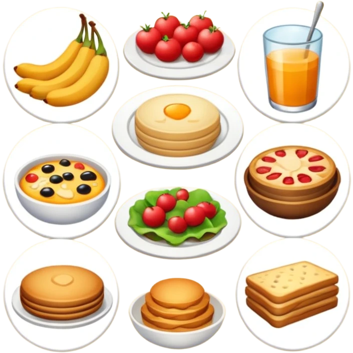 one photo with food like catalog cards from delivery  emoji