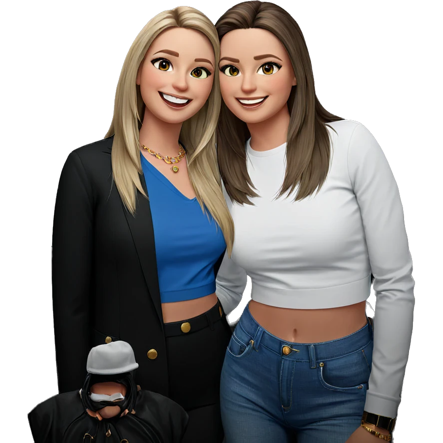 smiling girls in stylish outfits emoji