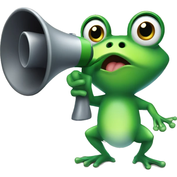 cute frog holding a megaphone emoji
