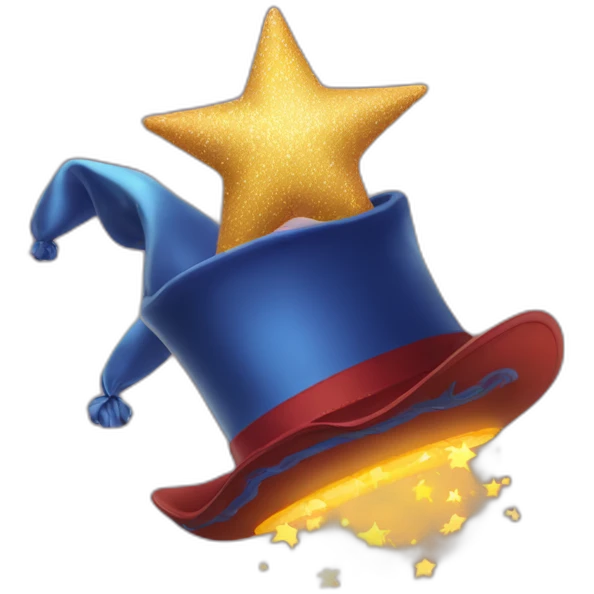 star jumping up and out of a magic hat without face emoji