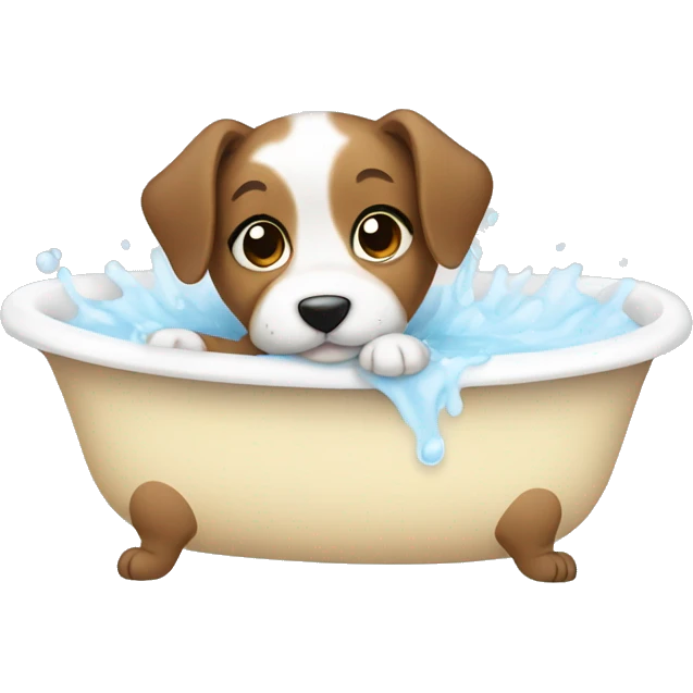 Puppy taking a bath emoji