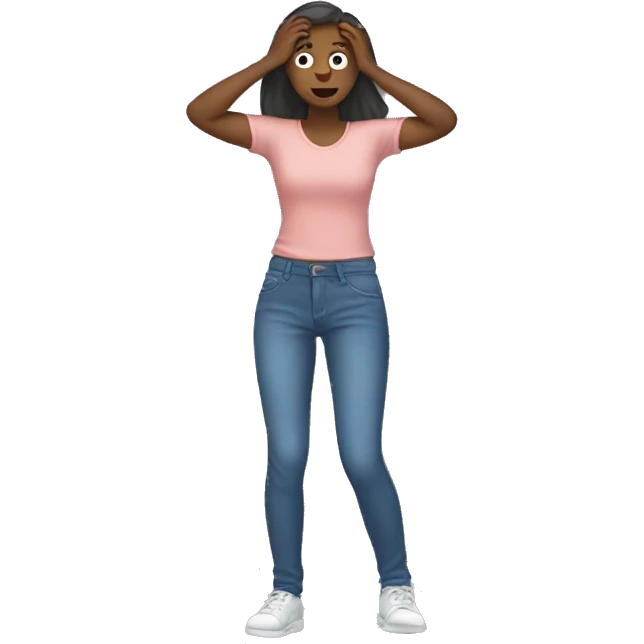 Female trying to hold her pants up emoji