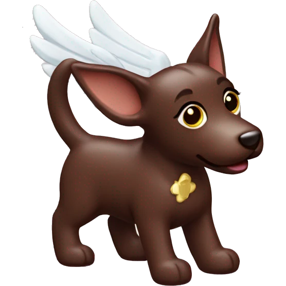 kelpie dog chocolate with angel halo emoji