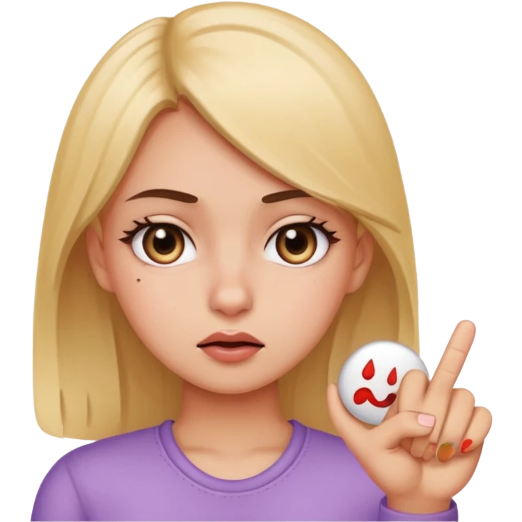 a girl rolling her eyes with the middle finger up emoji