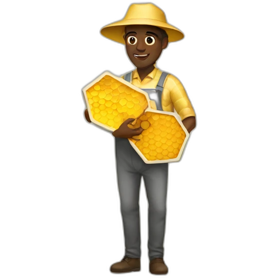 Tall black man beekeeper with honeycomb full body emoji