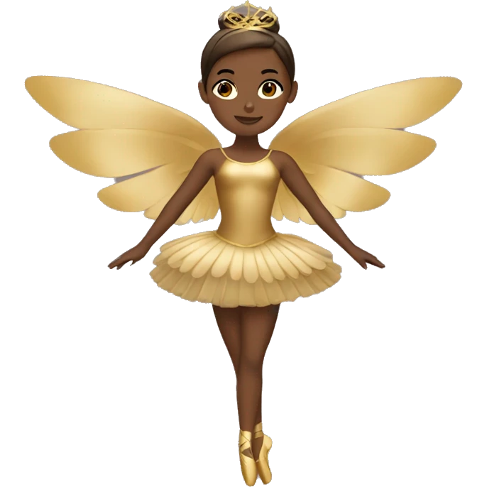  brown ballerina with gold wings emoji