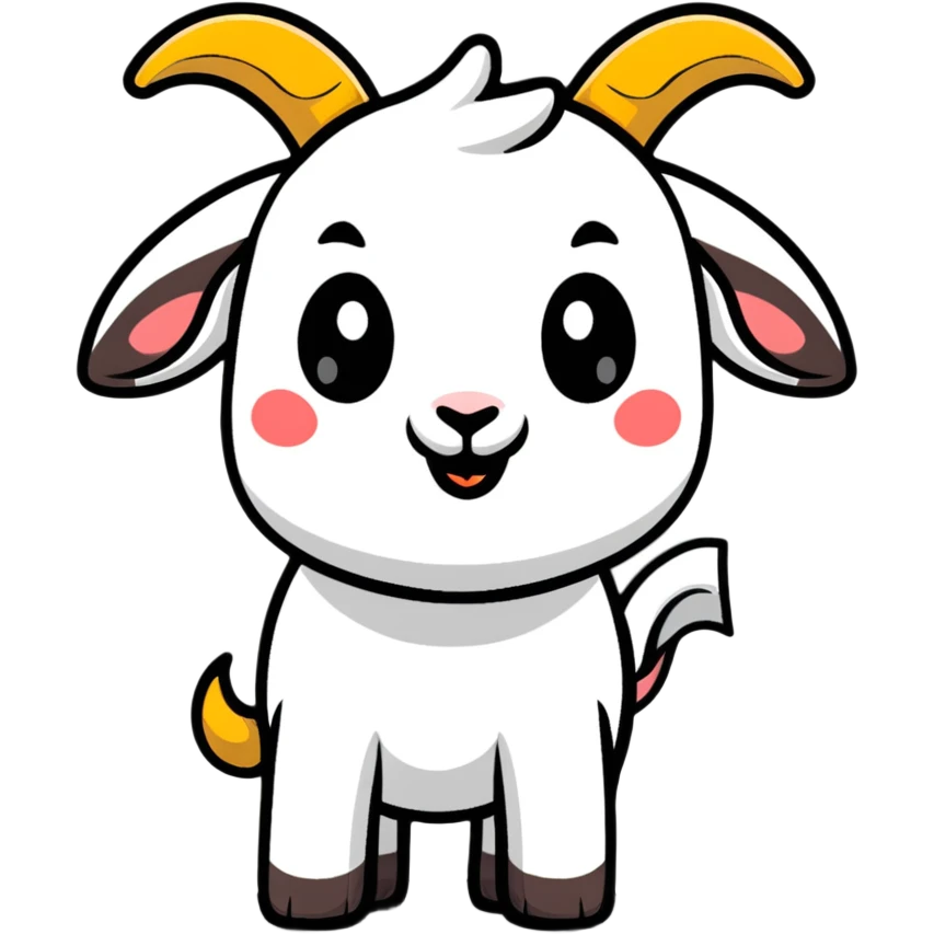 playful cartoon goat character in colorful style emoji