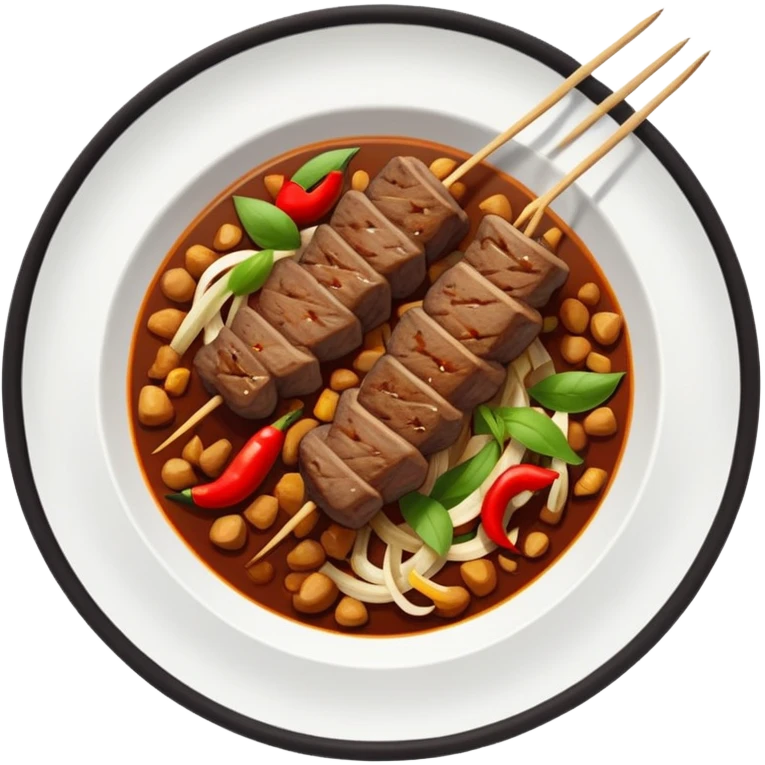 Xinjiang roasted lamb skewers with cumin and chili, simplified emoji style with bold outlines and bright colors, cartoon style Uyghur style Kawap emoji