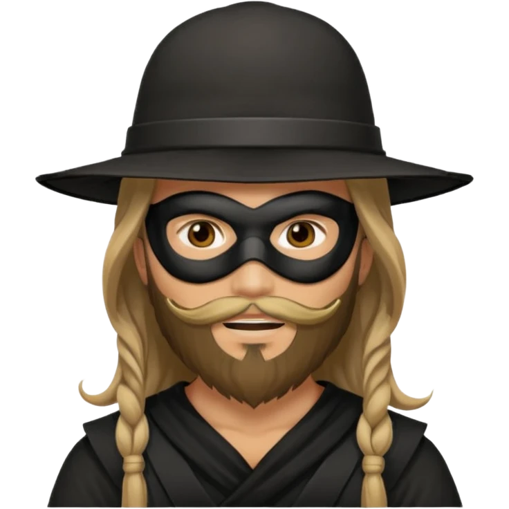masked Boy with hat long hair & bearded emoji