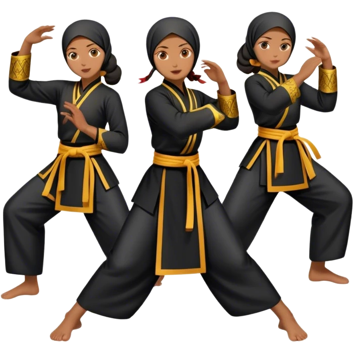 Three Indonesian Pencak silat girls  emoji