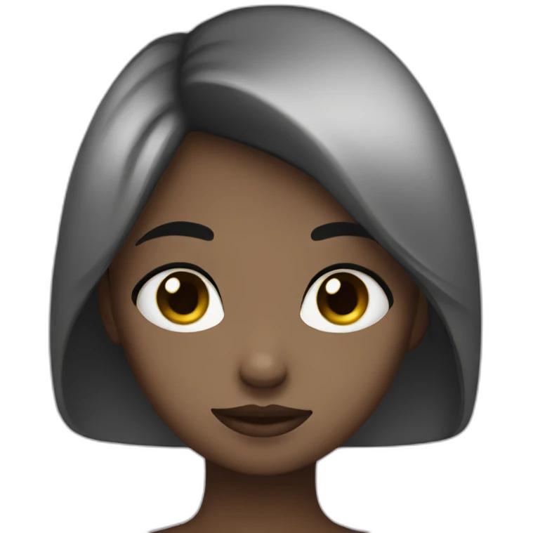 shy girl with black heart emoji