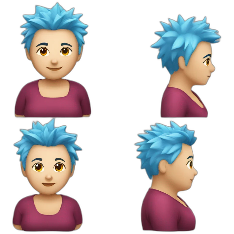Older fat lesbian Chilean very short spiky bright blue hair emoji