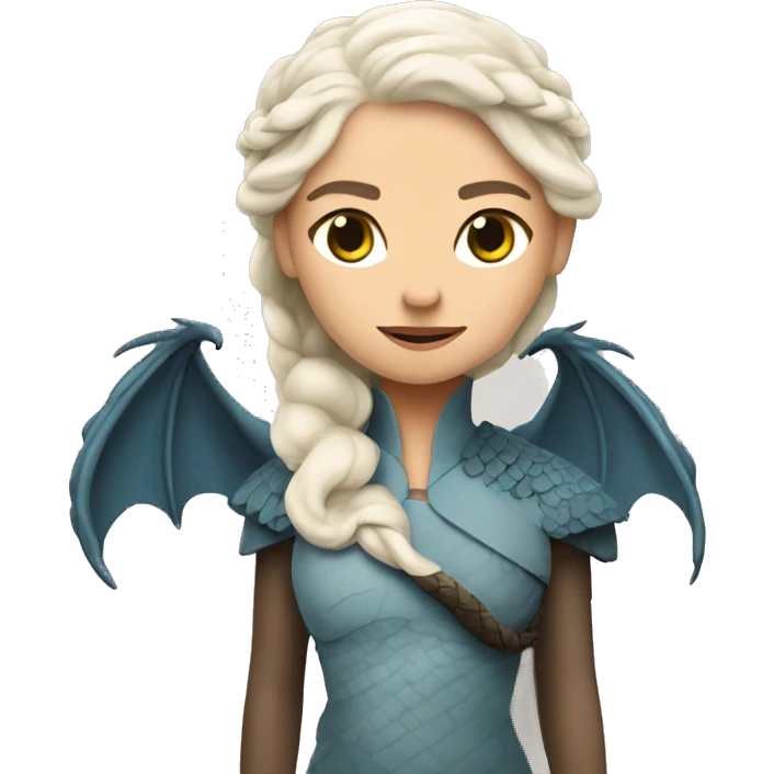 Daenerys Targaryen from game of thrones with a dragon behind emoji