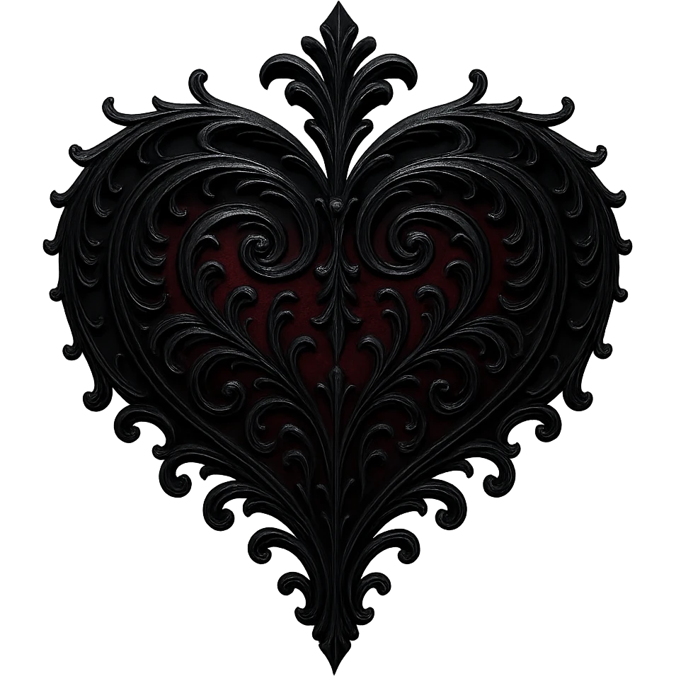 Remove the background from the image, keep the heart gothic and detailed, maintain a transparent background. emoji